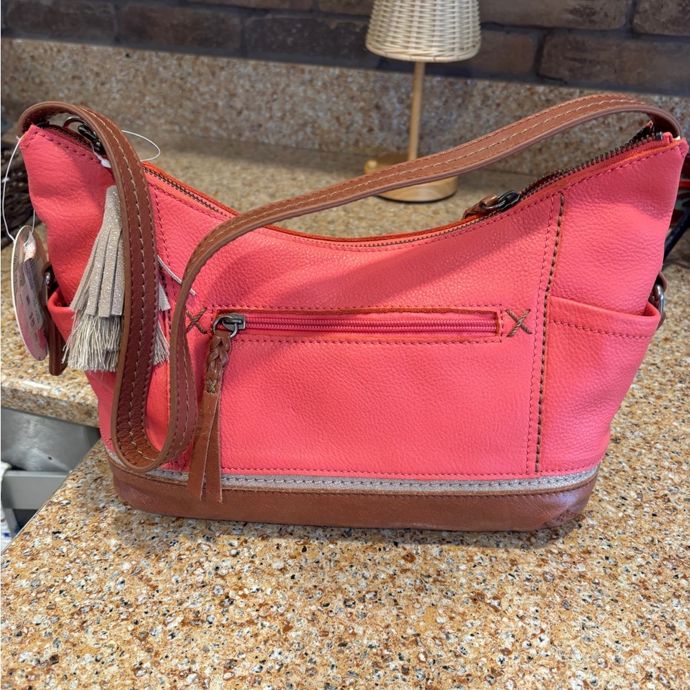 The Sak Pink and Tan Shoulder Bag with Hobo Design - Picture 2 of 2